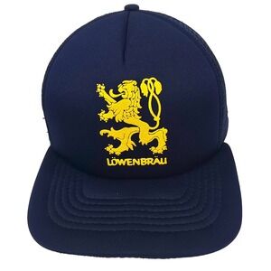 Sportcap Lowenbrau Trucker Hat Large Navy Yellow Lion Logo Beer Vintage Snapback
